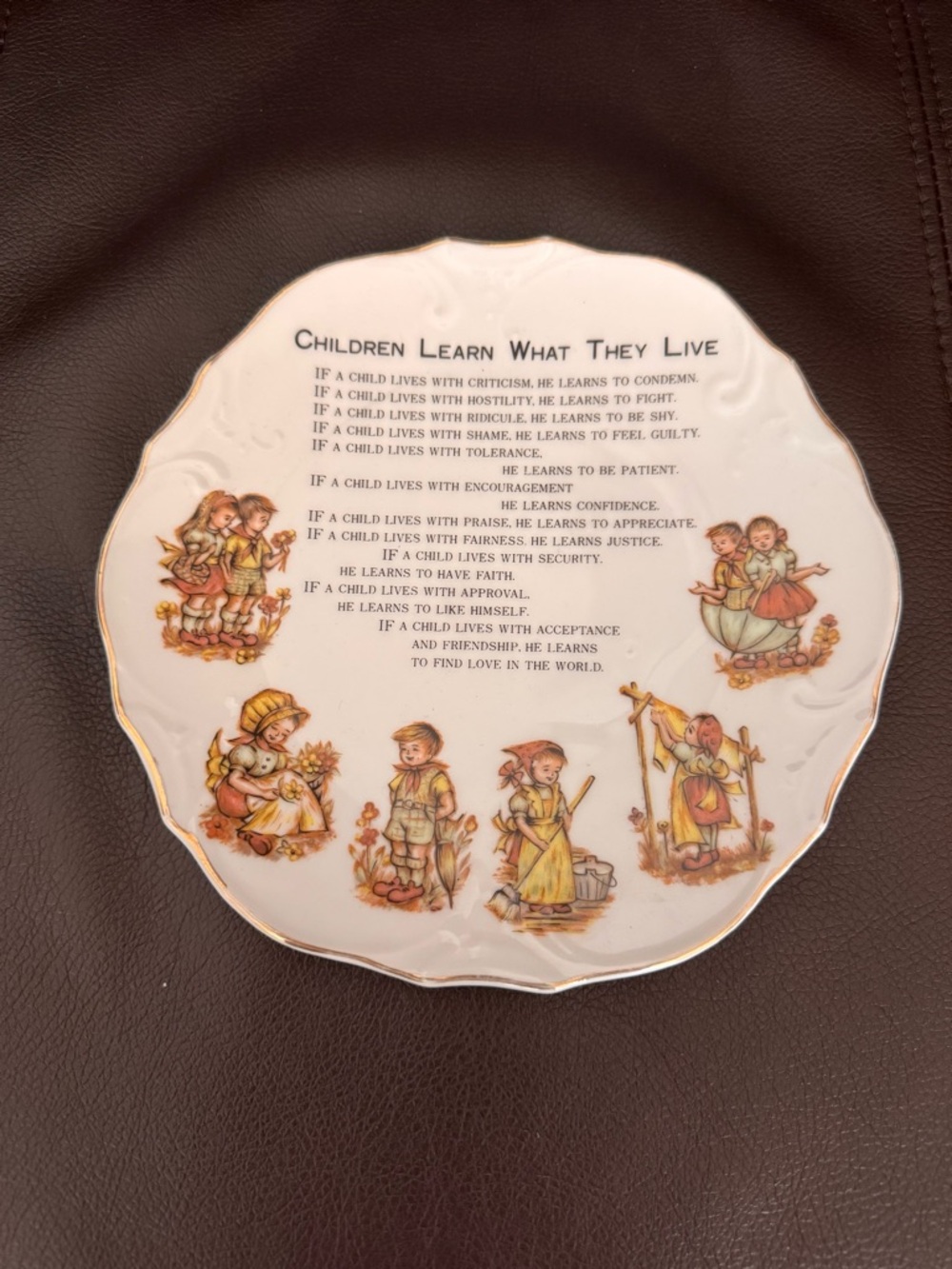 Vintage 1974 Albert Price Plate with 'Children Learn What They Live'
